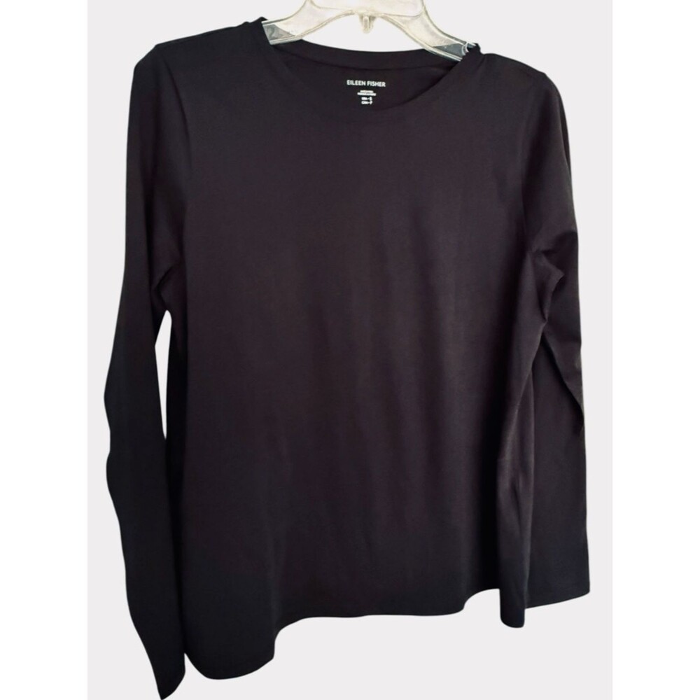 Eileen Fisher Organic Cotton Long Sleeve Top - Black
